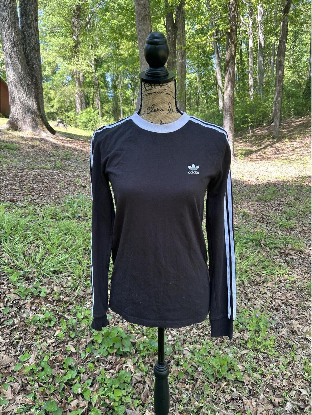 Adidas Men's 3-Stripes Long Sleeve Tee - Black/White